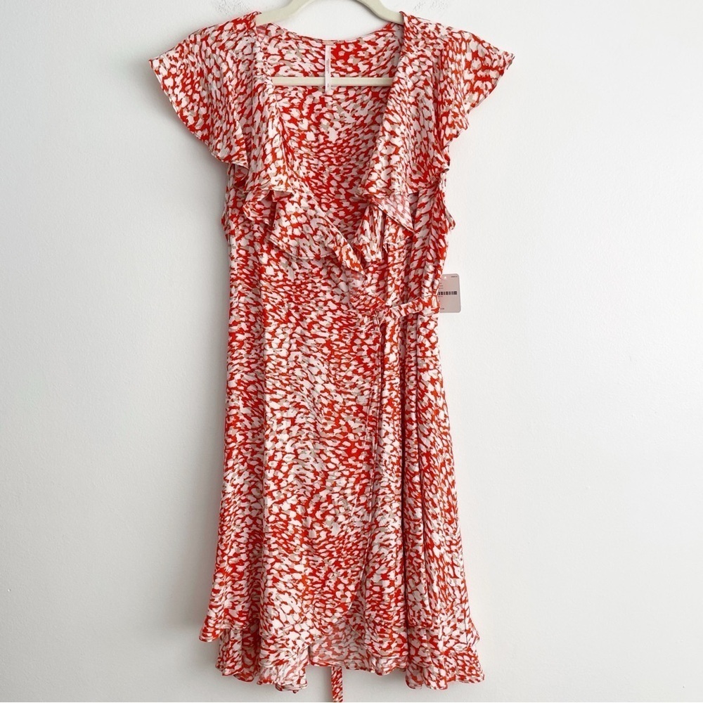 New Free People French Quarter Mini Wrap Dress Romantic Coquette Feminine Small